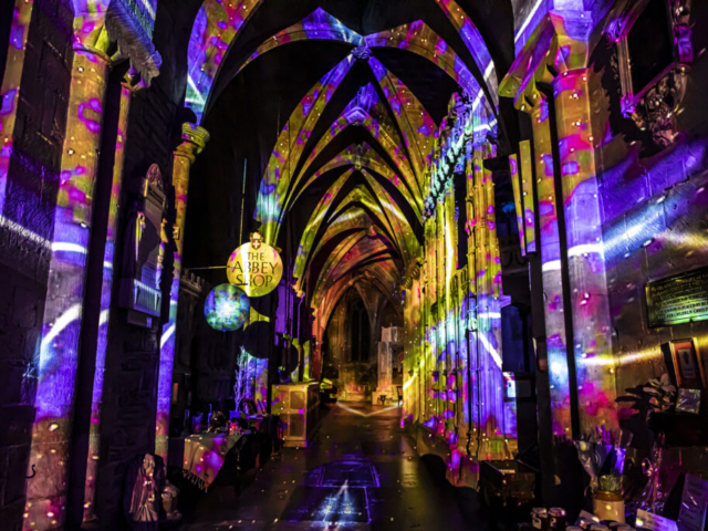 Luxmuralis Tewkesbury Abbey Space Son et lumiere light and sound art projection mapping 2024 cathedral light show