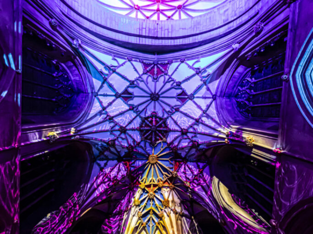 Luxmuralis Tewkesbury Abbey Space Son et lumiere light and sound art projection mapping 2024 cathedral light show _17