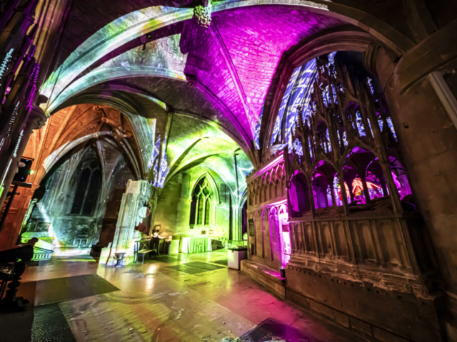 Luxmuralis Tewkesbury Abbey Space Son et lumiere light and sound art projection mapping 2024 cathedral light show _4