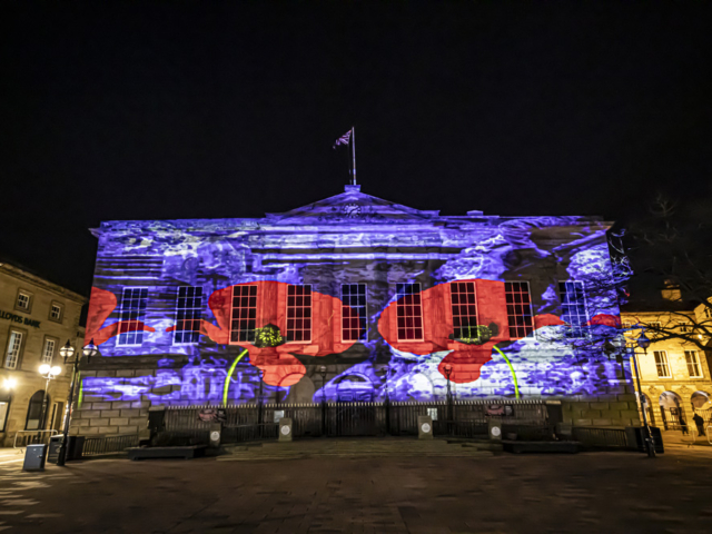 luxmuralis Stafford Shire Hall Before Action sound and light epic art projection art cathedral light show_12 smv