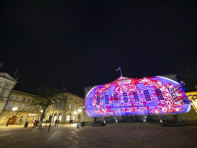 luxmuralis Stafford Shire Hall Before Action sound and light epic art projection art cathedral light show_14 smv