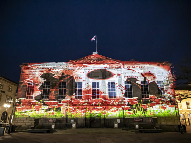 luxmuralis Stafford Shire Hall Before Action sound and light epic art projection art cathedral light show_3 smv