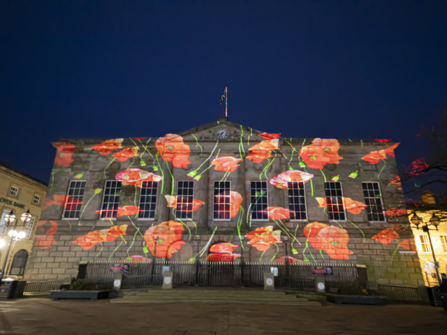 luxmuralis Stafford Shire Hall Before Action sound and light epic art projection art cathedral light show_4 smv