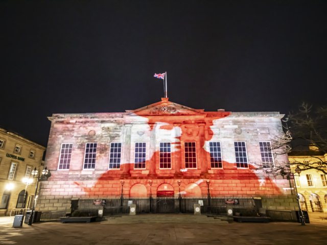 luxmuralis Stafford Shire Hall Before Action sound and light epic art projection art cathedral light show_8 smv