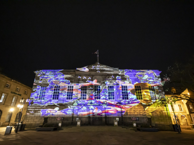 luxmuralis Stafford Shire Hall Before Action sound and light epic art projection art cathedral light show_9 smv