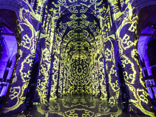 Luxmuralis Angels Southwark Cathedral 2025 son et lumiere cathedral light show light and sound projection art light art epic art london _45smv