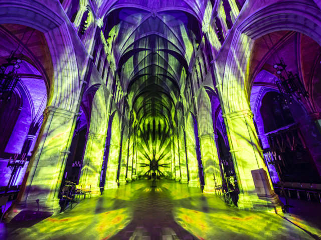 Luxmuralis Angels Southwark Cathedral 2025 son et lumiere cathedral light show light and sound projection art light art epic art london smv
