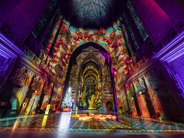 Luxmuralis Liverpool Cathedral THE GIFTson et lumiere cathedral light show light and sound projection art light art epic art london smv