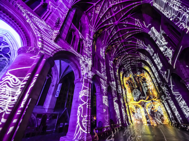 Luxmuralis Hereford Cathedral TIME son et lumiere light show light and sound projection art light art epic art immersive experience _14smv